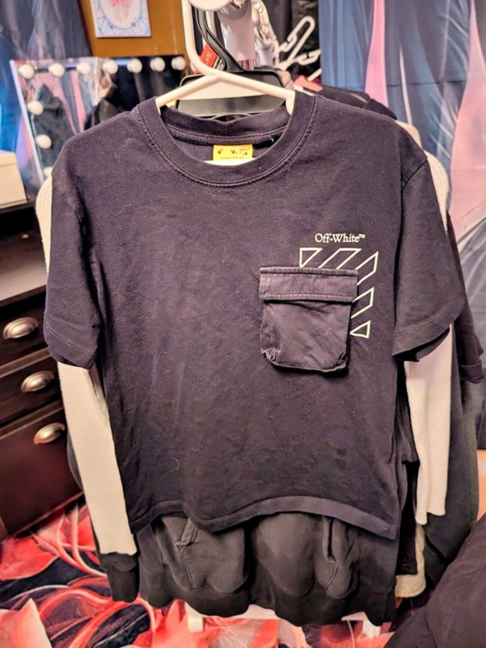 Off-White Diag-Stripe Pocket Tee Graphic T-Shirt Size Medium